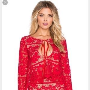 For Love and Lemons Gianna Crop Top Red HOT